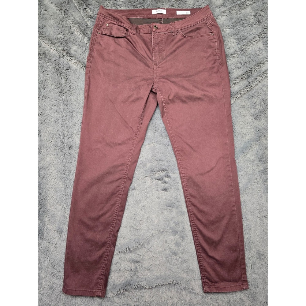 Kensie Jeans Effortless Ankle Mid Rise Pants Maroon Burgundy Womens 10/30Stretch